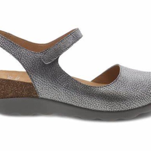 Dansko Marcy Pewter Metallic Leather Open Toe Sandals  NEW - Picture 1 of 7